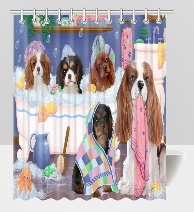 Rub A Dub Dogs In A Tub Cavalier King Charles Spaniel Dogs Shower Curtain