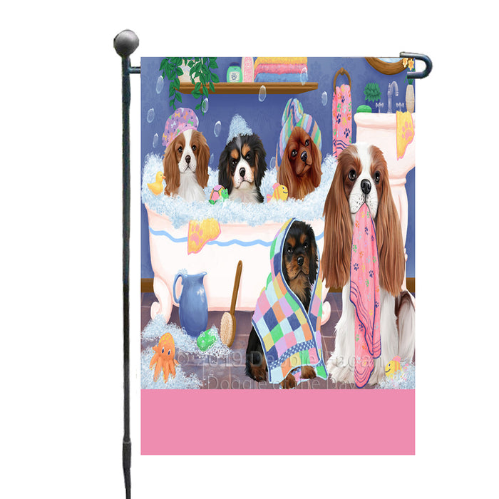 Personalized Rub A Dub Dogs In A Tub Cavalier King Charles Spaniel Dogs Custom Garden Flag GFLG64865