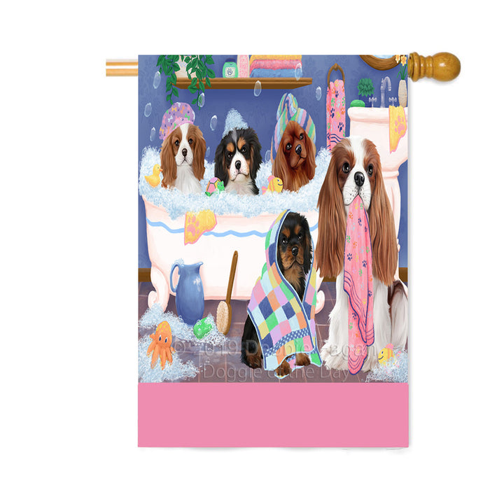 Personalized Rub A Dub Dogs In A Tub Cavalier King Charles Spaniel Dogs Custom House Flag FLG64330
