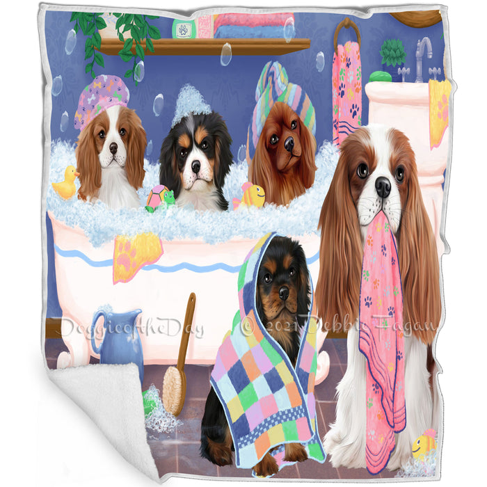 Rub A Dub Dogs In A Tub Cavalier King Charles Spaniels Dog Blanket BLNKT130422
