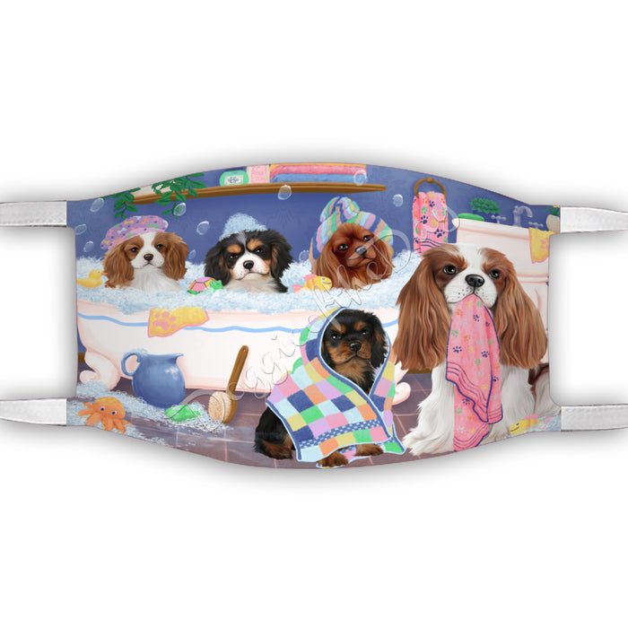 Rub A Dub Dogs In A Tub  Cavalier King Charles Spaniel Dogs Face Mask FM49492