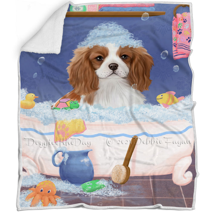 Rub A Dub Dog In A Tub Cavalier King Charles Spaniel Dog Blanket BLNKT143035