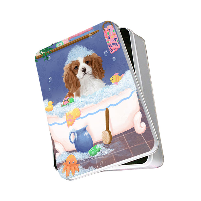 Rub A Dub Dog In A Tub Cavalier King Charles Spaniel Dog Photo Storage Tin PITN57278