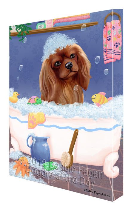 Rub A Dub Dog In A Tub Cavalier King Charles Spaniel Dog Canvas Print Wall Art Décor CVS142532