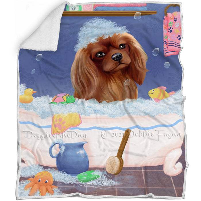 Rub A Dub Dog In A Tub Cavalier King Charles Spaniel Dog Blanket BLNKT143036