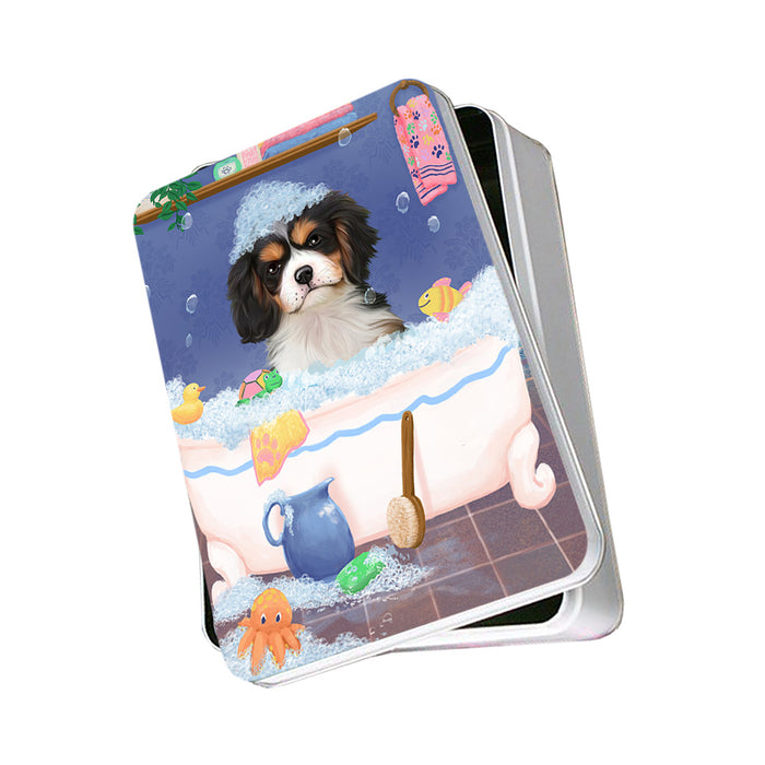 Rub A Dub Dog In A Tub Cavalier King Charles Spaniel Dog Photo Storage Tin PITN57280
