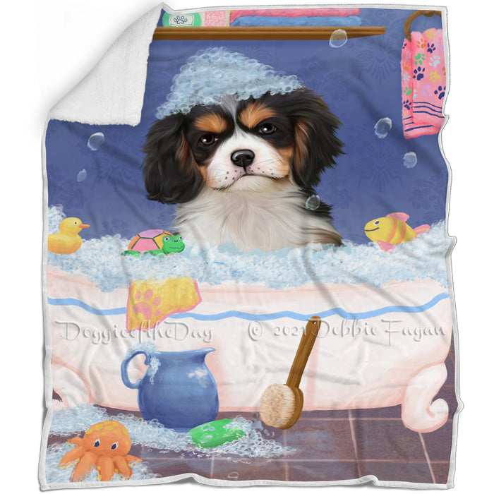 Rub A Dub Dog In A Tub Cavalier King Charles Spaniel Dog Blanket BLNKT143037