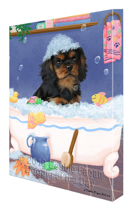 Rub A Dub Dog In A Tub Cavalier King Charles Spaniel Dog Canvas Print Wall Art Décor CVS142550