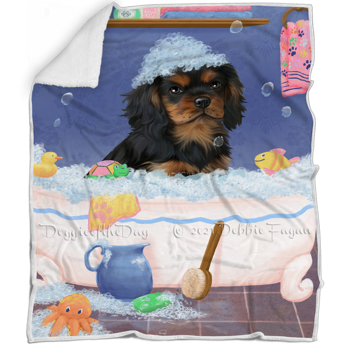 Rub A Dub Dog In A Tub Cavalier King Charles Spaniel Dog Blanket BLNKT143038