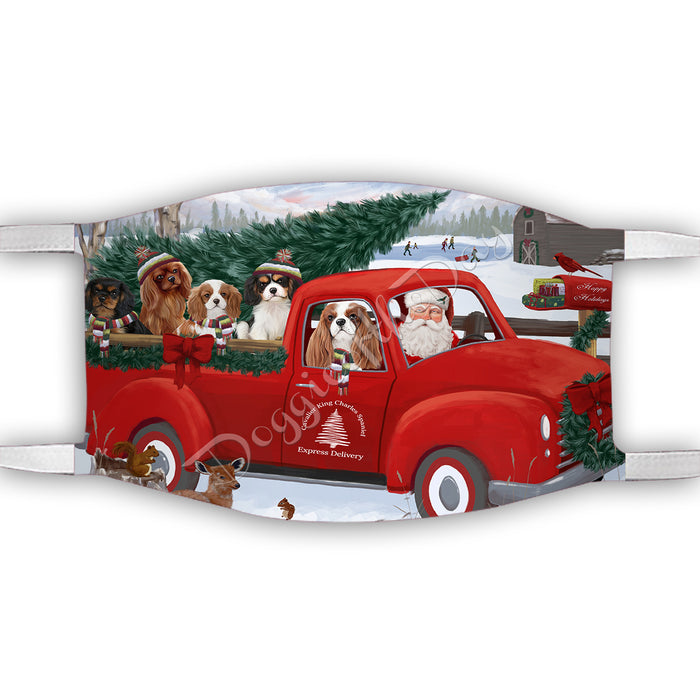 Christmas Santa Express Delivery Red Truck Cavalier King Charles Spaniel Dogs Face Mask FM48427