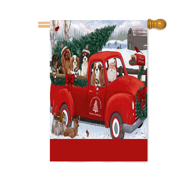 Personalized Christmas Santa Red Truck Express Delivery Cavalier King Charles Spaniel Dogs Custom House Flag FLG-DOTD-A57697