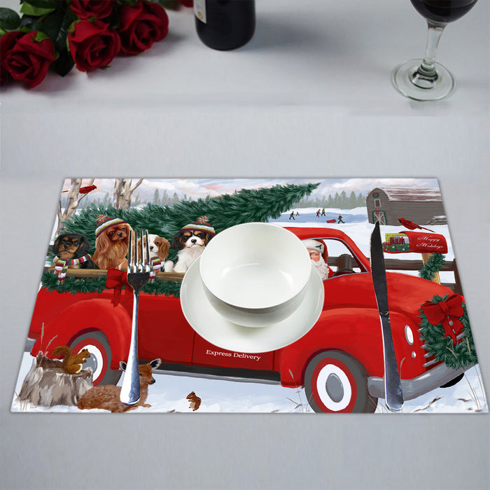Christmas Santa Express Delivery Red Truck Cavalier King Charles Spaniel Dogs Placemat