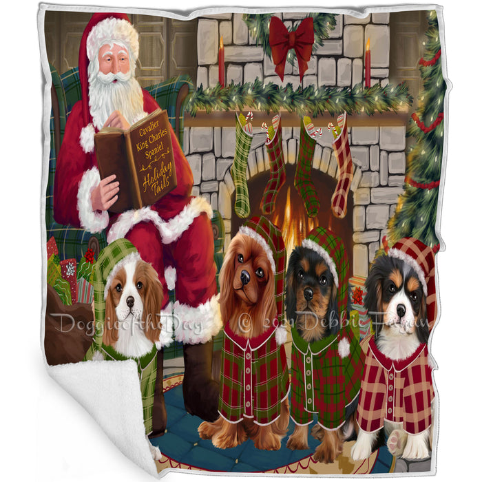Christmas Cozy Holiday Tails Cavalier King Charles Spaniels Dog Blanket BLNKT115446
