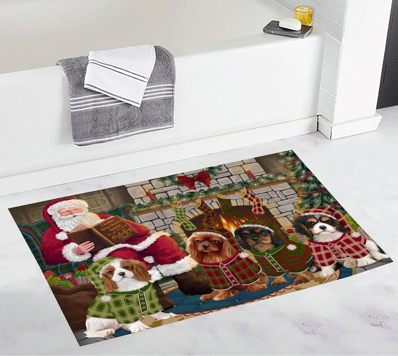 Christmas Cozy Holiday Fire Tails Cavalier King Charles Spaniel Dogs Bath Mat