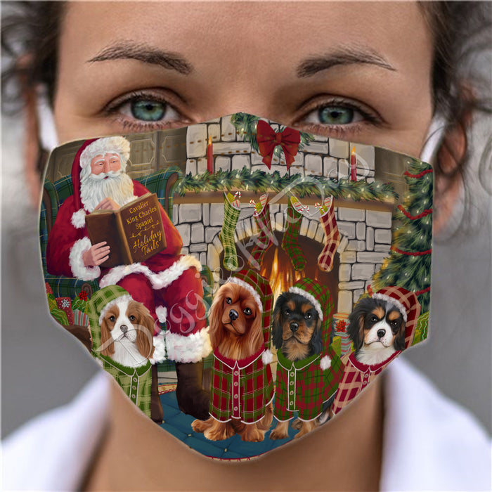 Christmas Cozy Holiday Fire Tails Cavalier King Charles Spaniel Dogs Face Mask FM48621