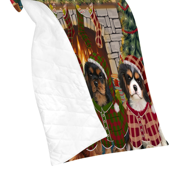 Christmas Cozy Holiday Fire Tails Cavalier King Charles Spaniel Dogs Quilt