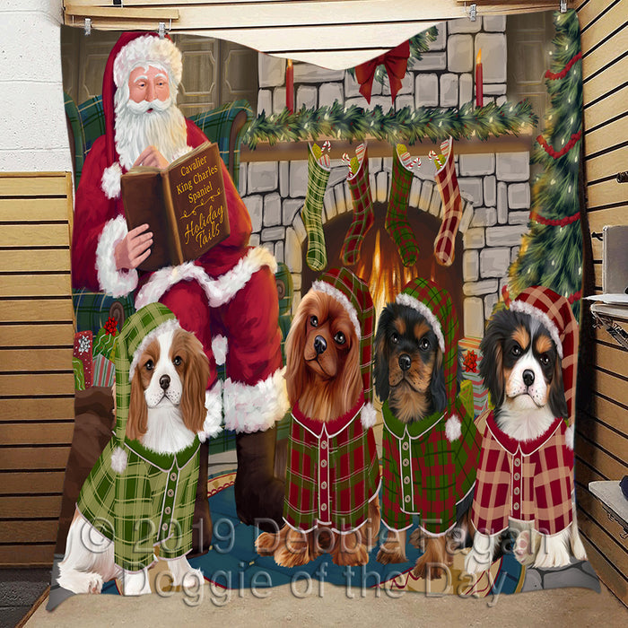 Christmas Cozy Holiday Fire Tails Cavalier King Charles Spaniel Dogs Quilt