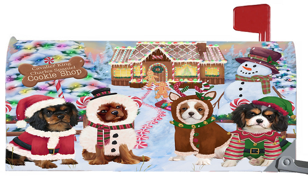 Christmas Holiday Gingerbread Cookie Shop Cavalier King Charles Spaniel Dogs 6.5 x 19 Inches Magnetic Mailbox Cover Post Box Cover Wraps Garden Yard Décor MBC48981
