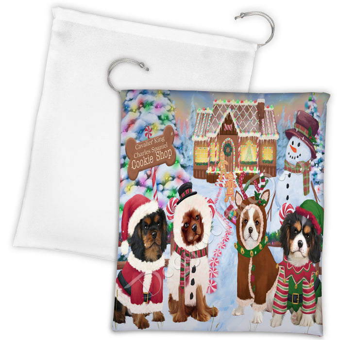 Holiday Gingerbread Cookie Cavalier King Charles Spaniel Dogs Shop Drawstring Laundry or Gift Bag LGB48585