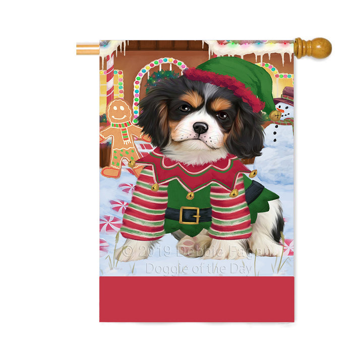 Personalized Gingerbread Candyfest Cavalier King Charles Spaniel Dog Custom House Flag FLG63781