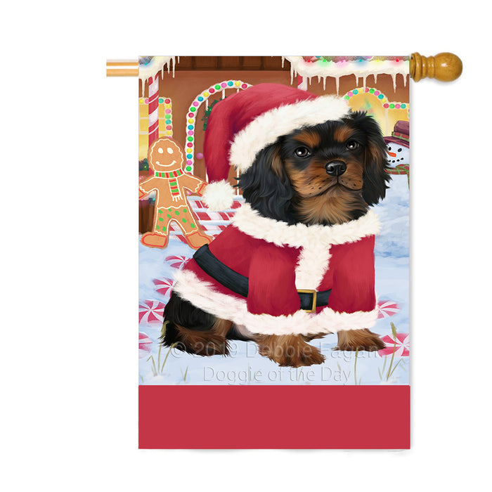 Personalized Gingerbread Candyfest Cavalier King Charles Spaniel Dog Custom House Flag FLG63783