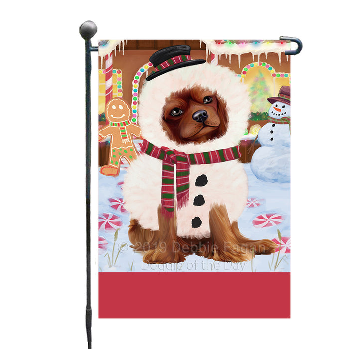 Personalized Gingerbread Candyfest Cavalier King Charles Spaniel Dog Custom Garden Flag GFLG64001