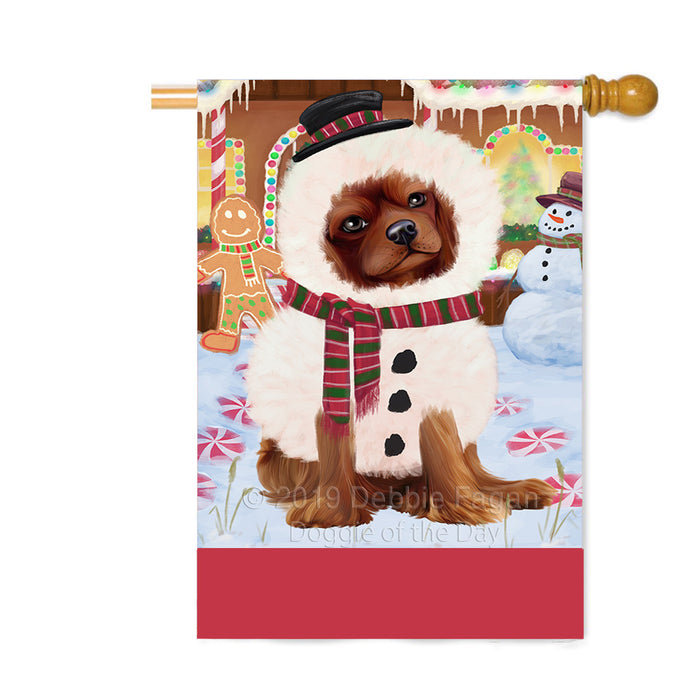 Personalized Gingerbread Candyfest Cavalier King Charles Spaniel Dog Custom House Flag FLG63784