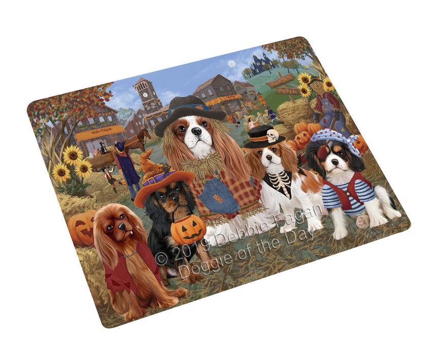 Halloween 'Round Town And Fall Pumpkin Scarecrow Both Cavalier King Charles Spaniel Dogs Magnet MAG77089 (Small 5.5" x 4.25")
