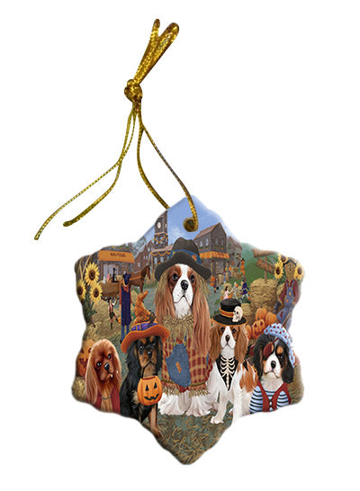 Halloween 'Round Town Cavalier King Charles Spaniel Dogs Star Porcelain Ornament SPOR57486