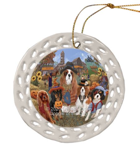Halloween 'Round Town Cavalier King Charles Spaniel Dogs Doily Ornament DPOR59439