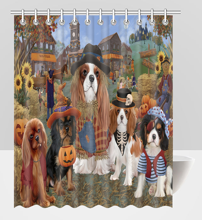 Halloween 'Round Town Cavalier King Charles Spaniel Dogs Shower Curtain