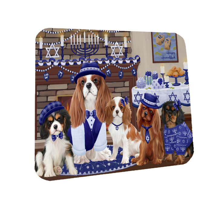 Happy Hanukkah Family Cavalier King Charles Spaniel Dogs Coasters Set of 4 CSTA57564