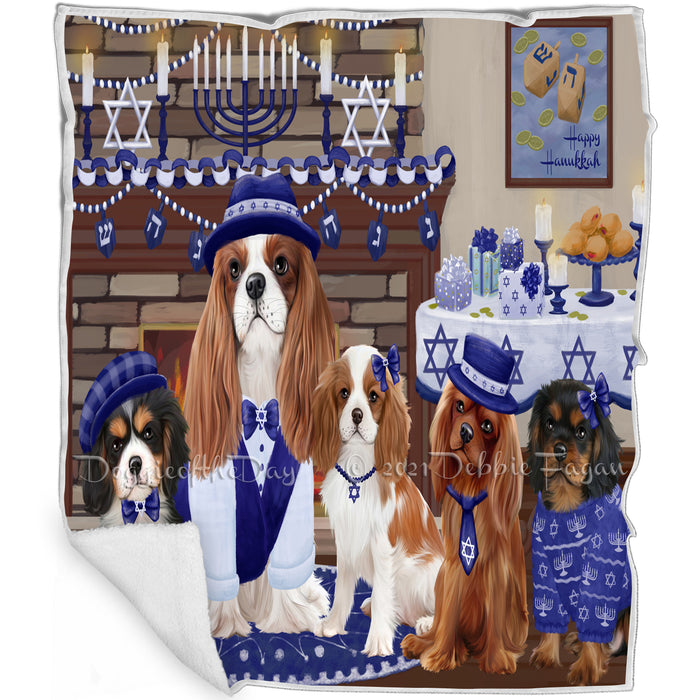 Happy Hanukkah Family and Happy Hanukkah Both Cavalier King Charles Spaniel Dogs Blanket BLNKT140438