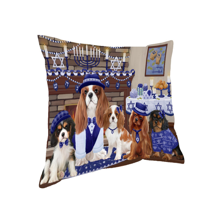 Happy Hanukkah Family and Happy Hanukkah Both Cavalier King Charles Spaniel Dogs Pillow PIL82832