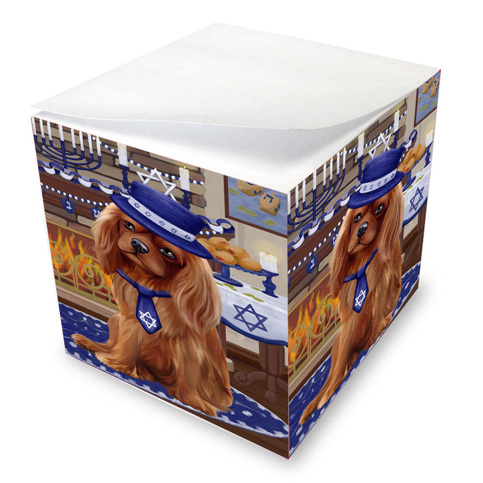 Happy Hanukkah Family Cavalier King Charles Spaniel Dogs note cube NOC-DOTD-A56692