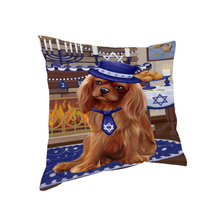 Happy Hanukkah Family and Happy Hanukkah Both Cavalier King Charles Spaniel Dog Pillow PIL83056