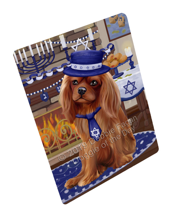 Happy Hanukkah Family and Happy Hanukkah Both Cavalier King Charles Spaniel Dog Large Refrigerator / Dishwasher Magnet RMAG105078