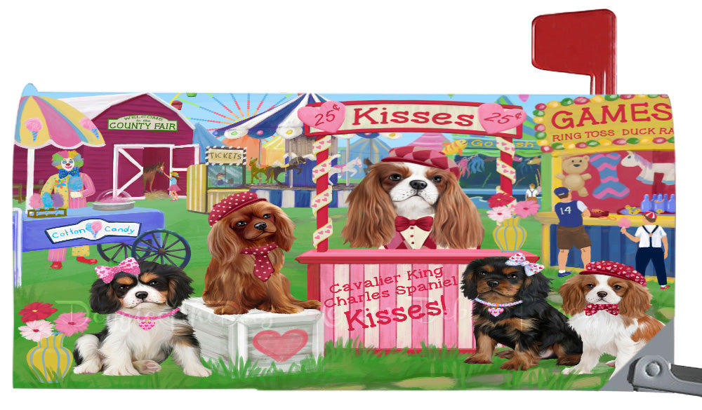 Carnival Kissing Booth Cavalier King Charles Spaniel Dogs Magnetic Mailbox Cover Both Sides Pet Theme Printed Decorative Letter Box Wrap Case Postbox Thick Magnetic Vinyl Material