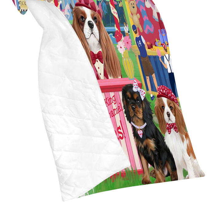 Carnival Kissing Booth Cavalier King Charles Spaniel Dogs Quilt