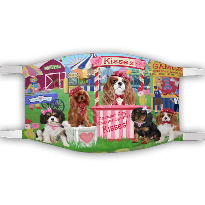Carnival Kissing Booth Cavalier King Charles Spaniel Dogs Face Mask FM48033