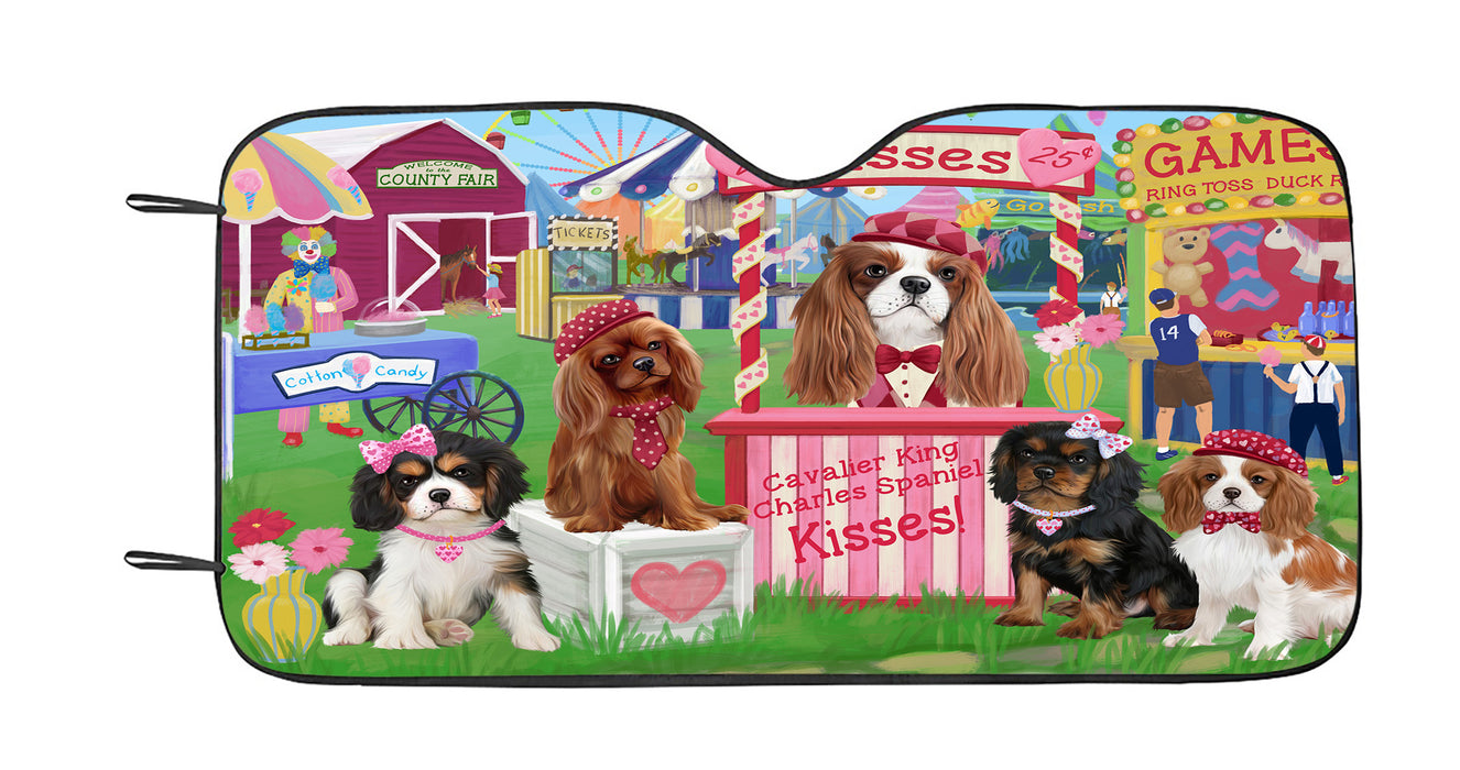 Carnival Kissing Booth Cavalier King Charles Spaniel Dogs Car Sun Shade