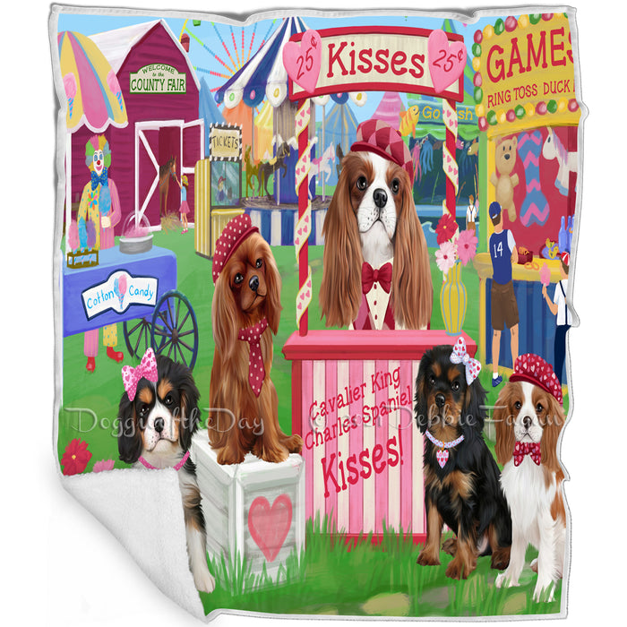Carnival Kissing Booth Cavalier King Charles Spaniels Dog Blanket BLNKT125976