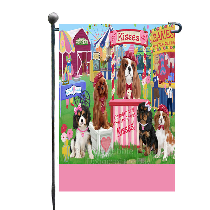 Personalized Carnival Kissing Booth Cavalier King Charles Spaniel Dogs Custom Garden Flag GFLG64272