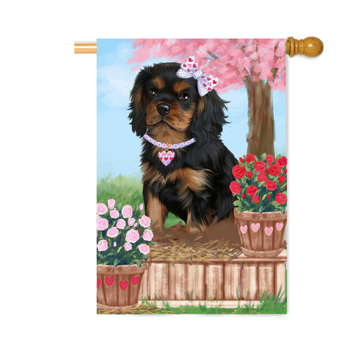 Personalized Rosie 25 Cent Kisses Cavalier King Charles Spaniel Dog Custom House Flag FLG64828