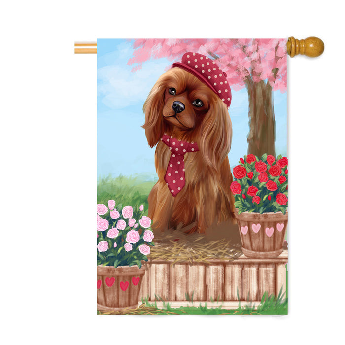 Personalized Rosie 25 Cent Kisses Cavalier King Charles Spaniel Dog Custom House Flag FLG64829