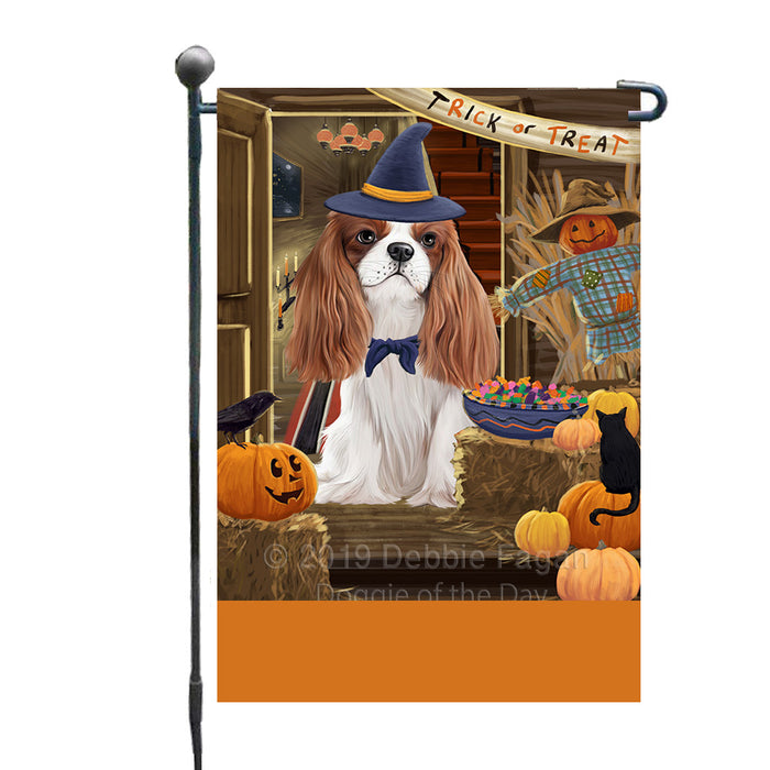 Personalized Enter at Own Risk Trick or Treat Halloween Cavalier King Charles Spaniel Dog Custom Garden Flags GFLG-DOTD-A59527