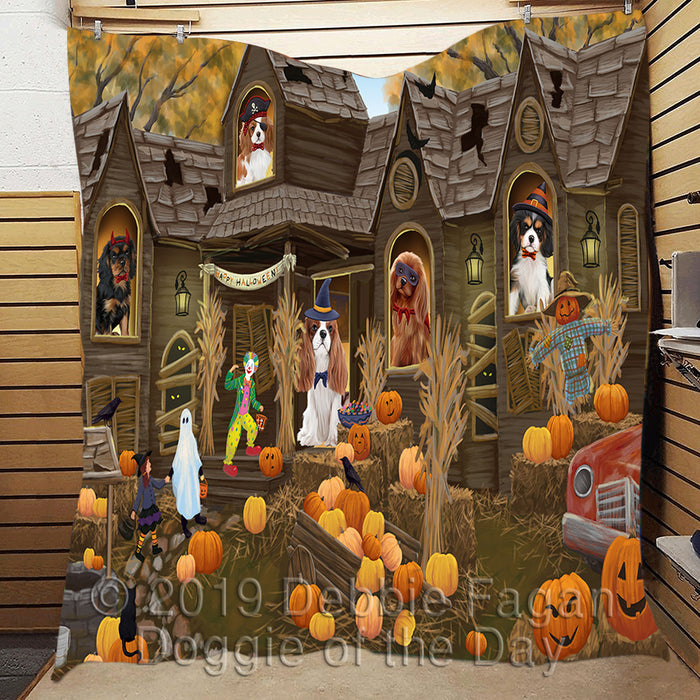 Haunted House Halloween Trick or Treat Cavalier King Charles Spaniel Dogs Quilt