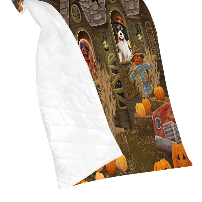 Haunted House Halloween Trick or Treat Cavalier King Charles Spaniel Dogs Quilt