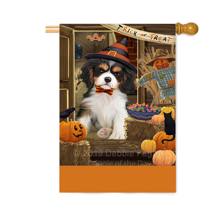 Personalized Enter at Own Risk Trick or Treat Halloween Cavalier King Charles Spaniel Dog Custom House Flag FLG-DOTD-A59588