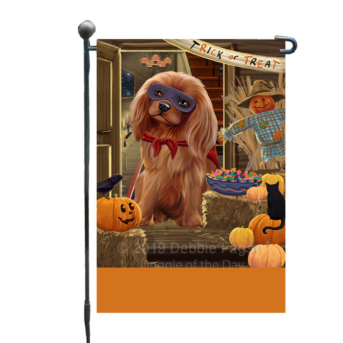 Personalized Enter at Own Risk Trick or Treat Halloween Cavalier King Charles Spaniel Dog Custom Garden Flags GFLG-DOTD-A59529